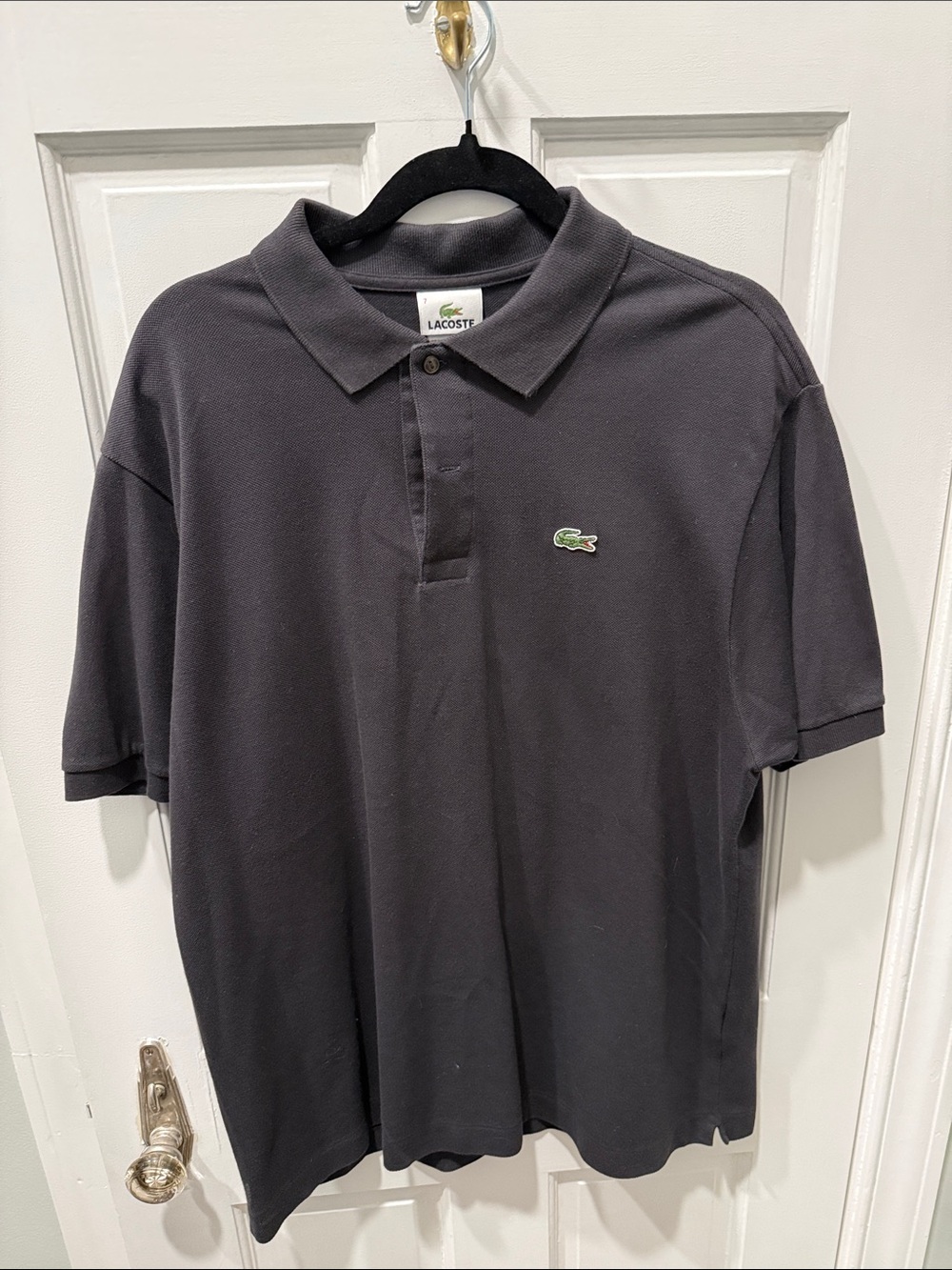 Lacoste Men's Polo Shirt in Dark Charcoal with Green Crocodile